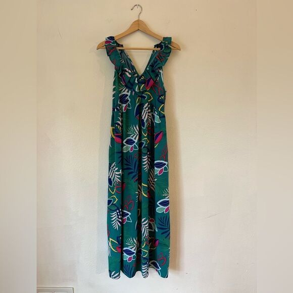 Gibsonlook Teal Palm Print Maxi Dress - Picture 1 of 6